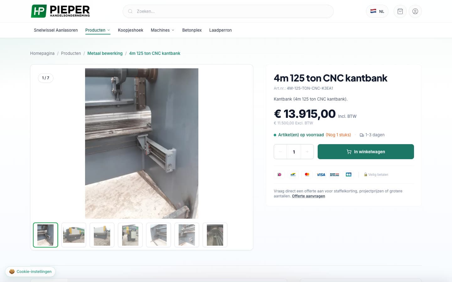 HP Pieper — webshop — Productdetail met foto-carousel