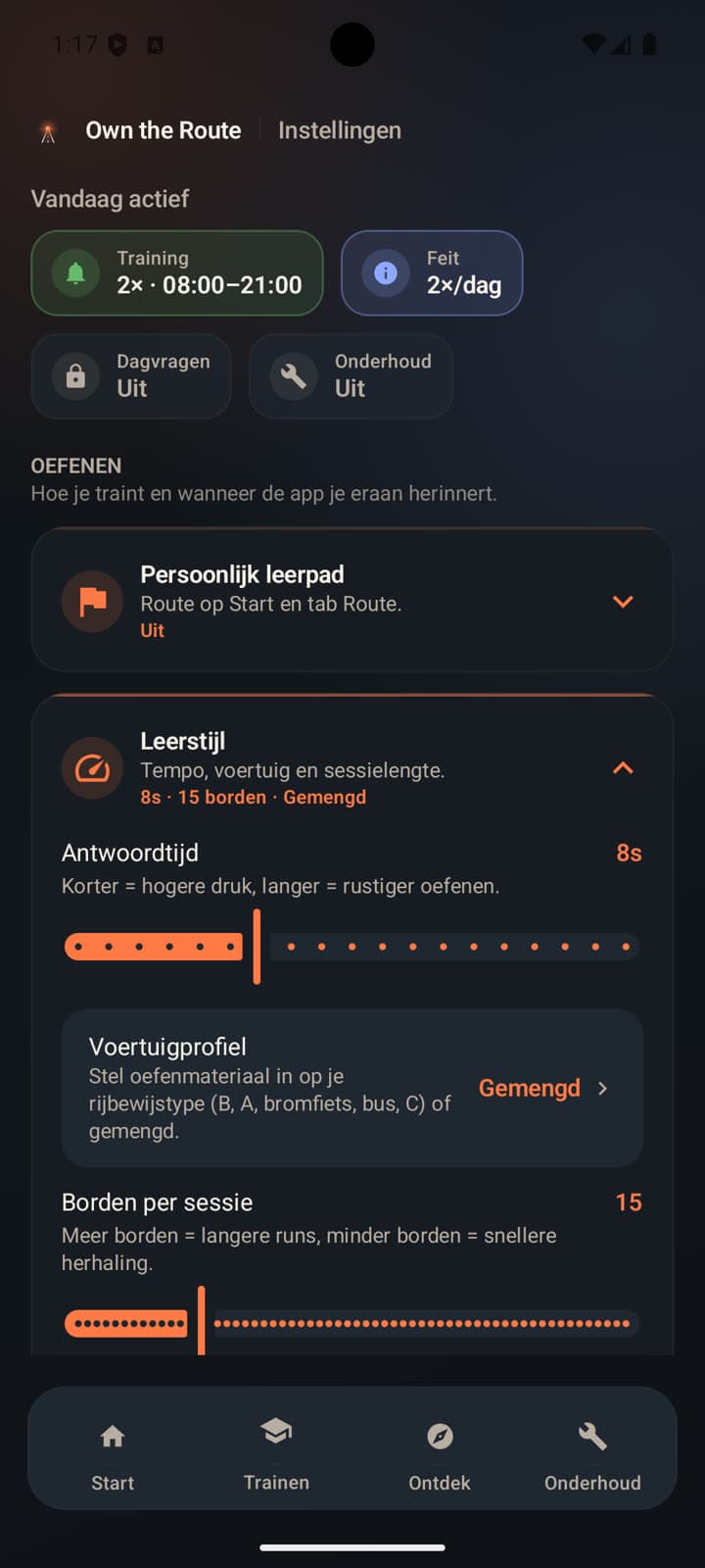 Own the Route — Voortgang en zwakke punten